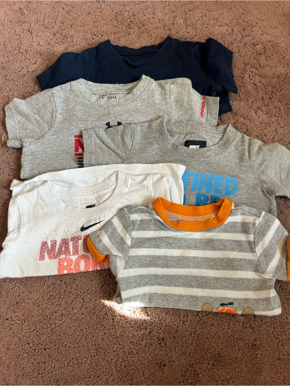 Little Me Boys' Short Sleeve Tees - Gray, White, Navy, Orange Accents